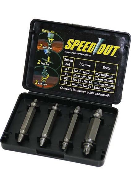 4 Pcs Speed Out Hasarlı Vida Çıkarıcı Pls Kutulu (K0)