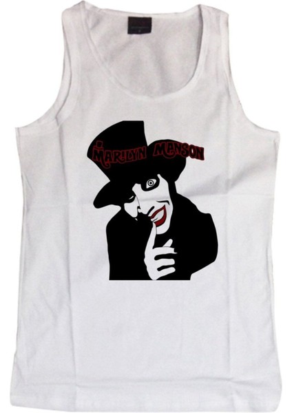 Marilyn Manson Baskılı Sıfır Kol T-Shirt
