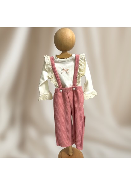 Kız Bebek Bürümcüklü Somon Renk Salopet fiyatları