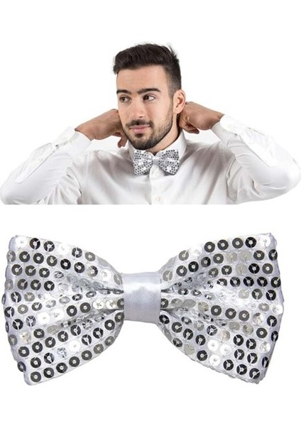 Gümüş Payetli Pullu Papyon fırsatları