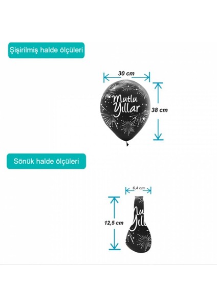 Yılbaşı Baskılı Balon 10 Adet ( Happy New Year -Mutlu Yıllar ) 12'' fiyatları