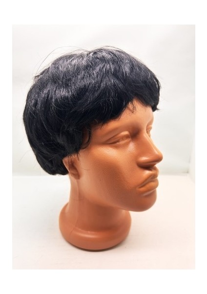 Siyah Renk Kısa Kesim Içi Astarlı Erkek Peruğu