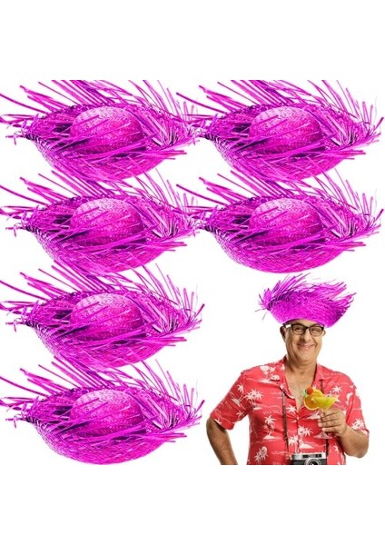 Tropikal Parti Fuşya Hasır Hawaii Şapkası fiyatları