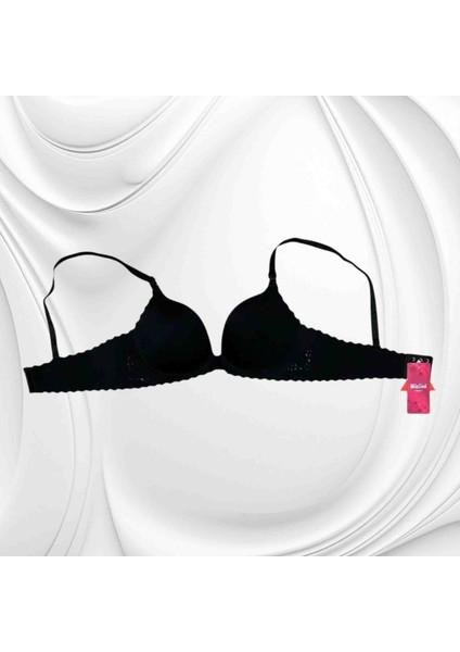 Wiolina 4090 Petek Desenli Lazer Kesim Dikişsiz Push Up (Dolgulu) Siyah Sütyen fiyatları