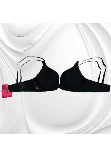Wiolina 4090 Petek Desenli Lazer Kesim Dikişsiz Push Up (Dolgulu) Siyah Sütyen modelleri