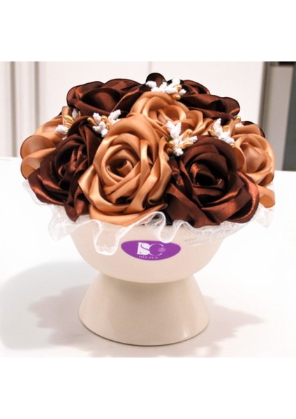 Ayaklı Porselen Vazoda Dekoratif Güller, Düğün, Nişan, Söz, Kına, Hediyelik Çiçek, Dekoratif Çiçek