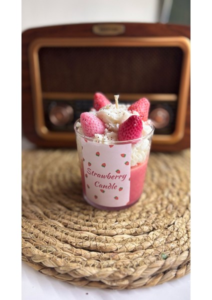 Çilek Soya Wax Mum Simli, Kremalı modelleri
