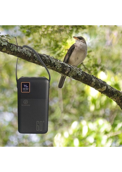 60000 Mah Powerbank 5 USB Çıkışlı Hızlı Şarj Pil Ekranlı El Fenerli