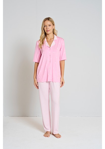 Luxury Pamuklu Kısa Kollu Kadın Pijama Takımı