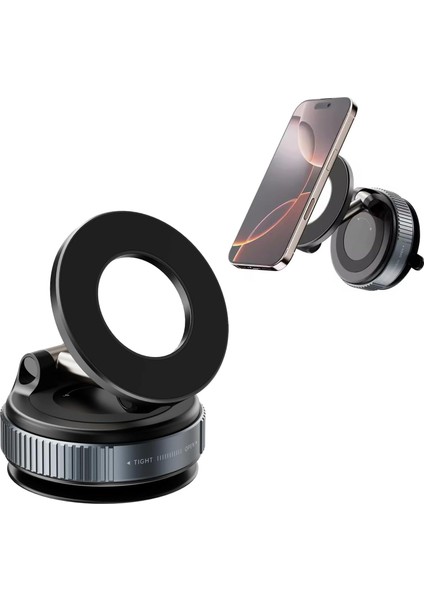 Vakumlu Telefon Tutucu iphone 11-16 Pro Max Magsafe Mıknatıslı Döndürülebilir Çıkıp Tekrar Vakumlanan Tutucu