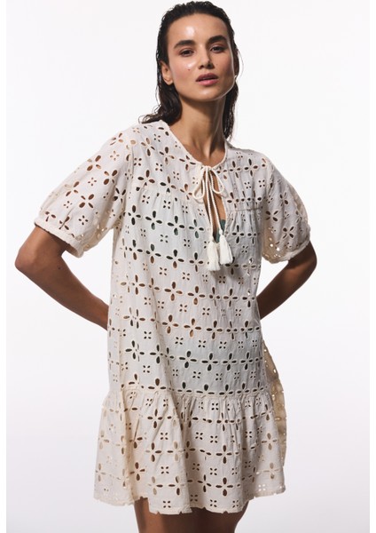 Ekru Mambo Crinkle Kaftan