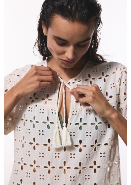 Ekru Mambo Crinkle Kaftan