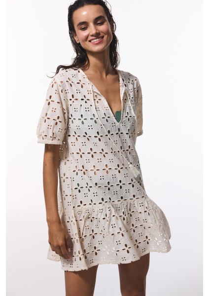 Ekru Mambo Crinkle Kaftan