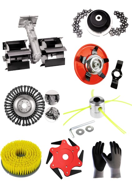 Benzinli Tırpan Paletli Çapalama Aparatı 26 mm 9 Diş + 7’li Lüks Bahçivan Seti