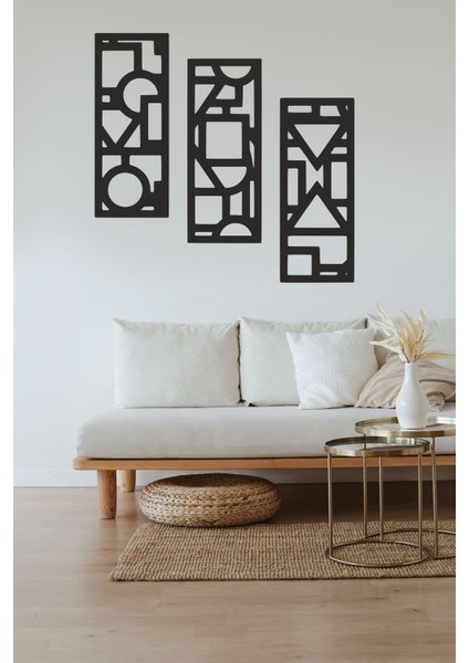 Dekoratif Bohem Panel Üçlü Duvar Dekorasyonu Ahşap Mdf