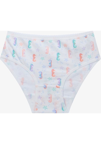 Çok Renkli Kız Çocuk Denizatı Baskılı 5'li Pamuk Külot indirimleri