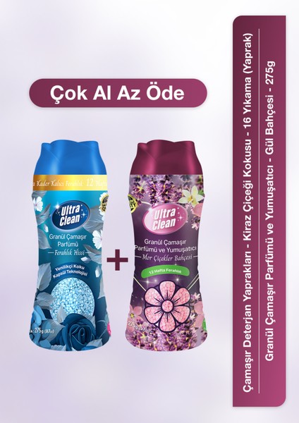 Granül Çamaşır Parfümü ve Yumuşatıcı - Mor Çiçekler Bahçesi 275 gr+Granül Çamaşır Parfümü - Ferahlık Hissi 275 gr