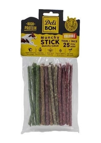 Munchy Karışık Ince Deri Çubuk Köpek Ödülü 25 Adet