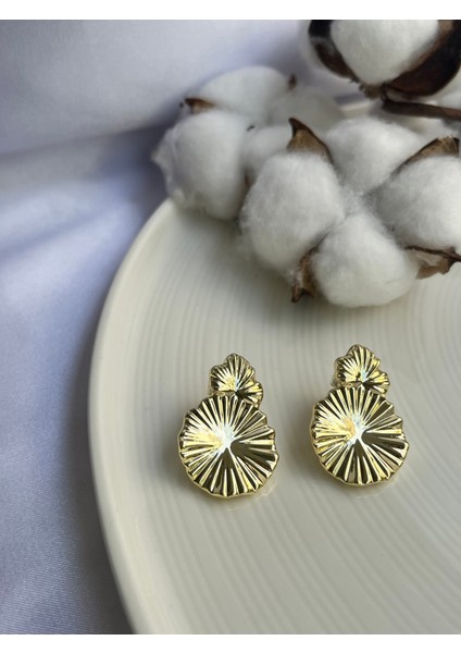Yelpaze Desenli Çelik Gold Küpe fiyatları