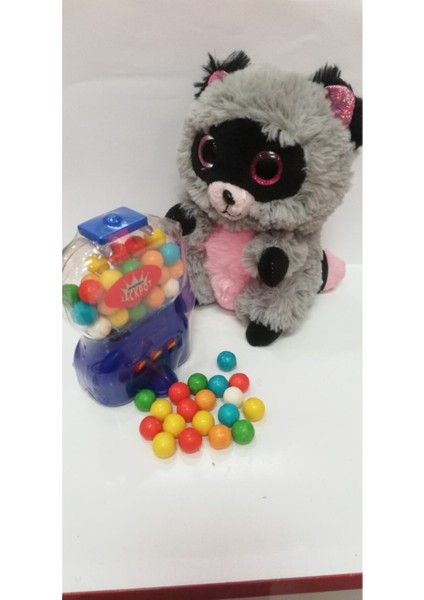 2 Si 1 Arada / Sevimli Arkadaşım Yavru Rakun 15 cm ve Jackpot Sakız Makinası