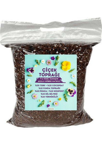 Çiçek Toprağı 5 Lt - 7'li Özel Karışım(Akıllı Gübre Katkılı)