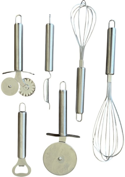 Mutfak Seti, Çırpıcı, Açacak, Soyacak, Pizza Kesici, Hamur Dilimleyici, 6 Parça