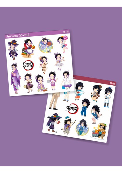 Shinobu Kocho-Giyu Tomioka-Demon Slayer-2li Çıkartma-Etiket-Hediye- Başarı Çıkartmaları Ds-35-36