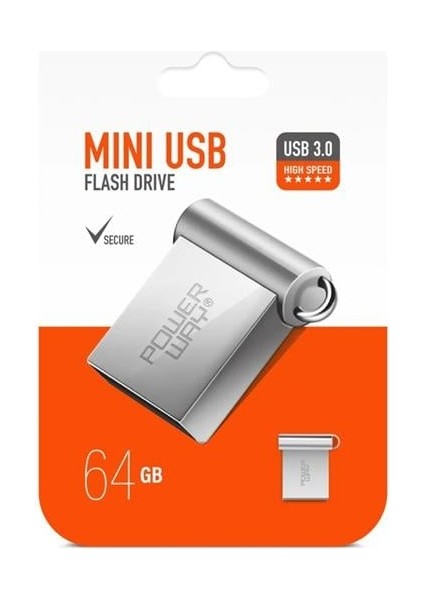 Powerway 64 GB USB 3.0 Metal Mını Flash Bellek