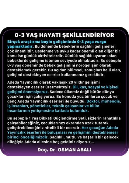 Osman Abalı Dikkati Güçlendirme Seti 1 Yaş