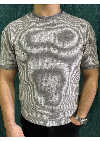 Slim Kalıp Çizgili Kumaş Erkek T-Shirt modelleri