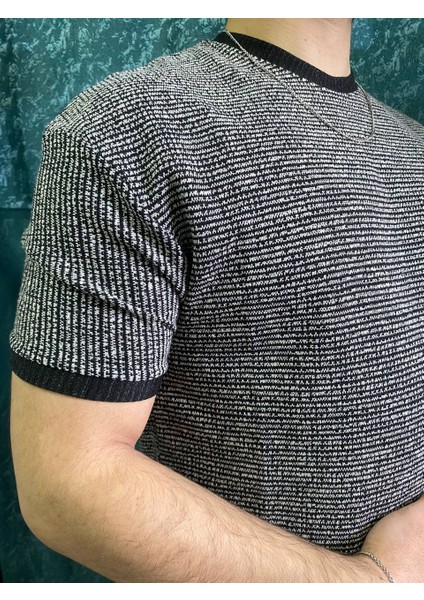Slim Kalıp Çizgili Kumaş Erkek T-Shirt modelleri