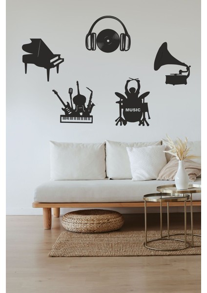 Müzik Aletleri Ahşap Mdf Duvar Dekorasyonu Müzik Odası Müzik Okulu Dekor