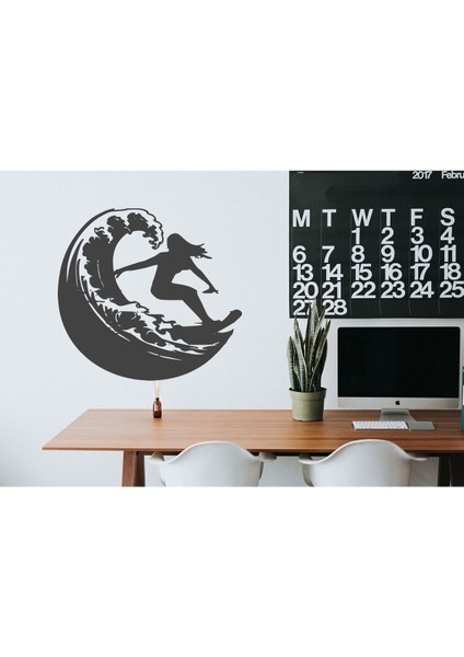 Deniz Temalı Sörf Yapan Kız Ahşap Mdf Genç Odası Duvar Dekorasyonu modelleri