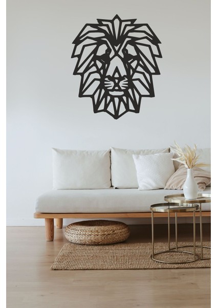 Geometrik Dekor Aslan Ahşap Mdf Genç Odası Duvar Dekorasyonu