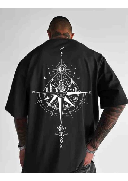 Pusula Motor Baskılı Özel Tasarım Oversize Tshirt