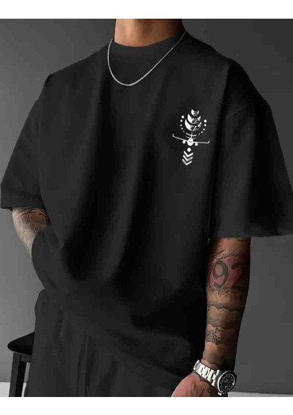 Pusula Motor Baskılı Özel Tasarım Oversize Tshirt
