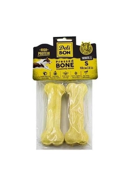 Deri Pres Kemik Köpek Ödülü Small Beyaz 12 cm 2 Adet