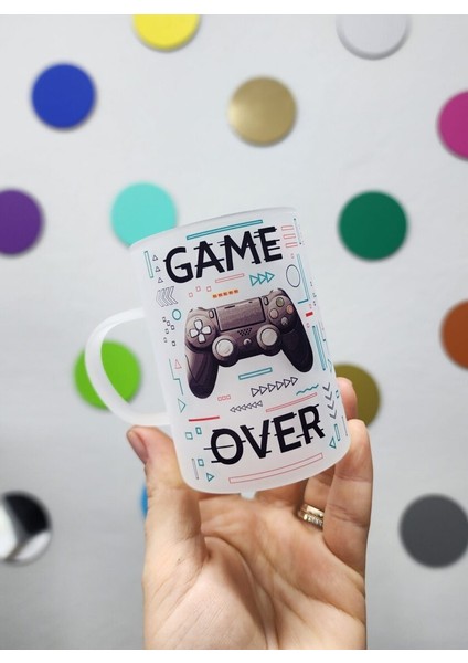 Oyun Severler İçin Game Over Temalı Buzlu Cam Çay Bardağı Çay Fincanı