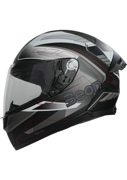 B-507 Full Face Motosiklet Kaskı FF05 Siyah/beyaz/gri