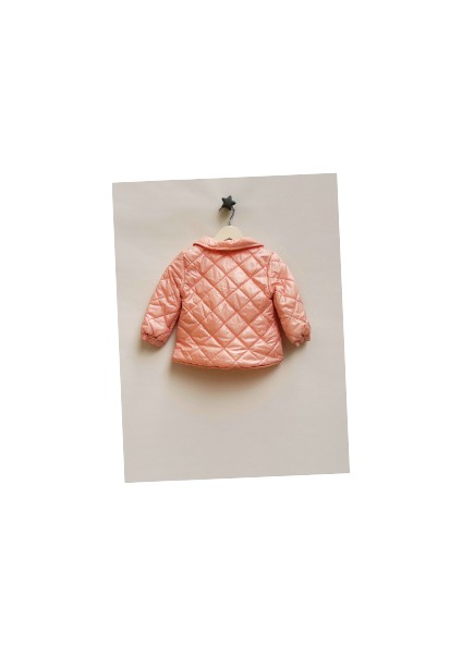 Kız Bebek Kapitoneli Bebe Yaka Cebi Çiçek Işlemeli Pembe Mevsimlik Mont modelleri