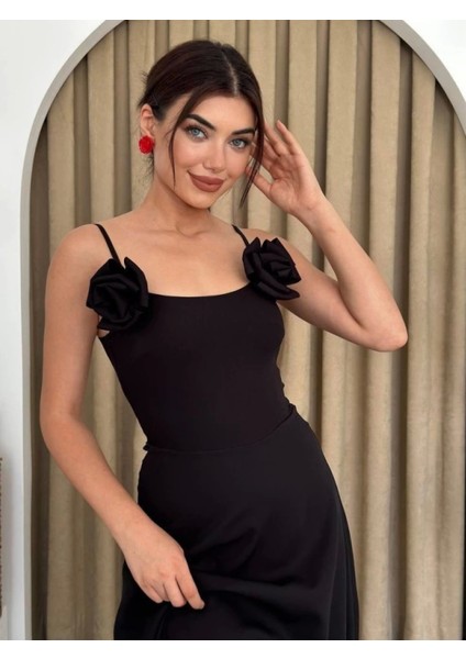 Matilda Gül Ip Askılı Elbise
