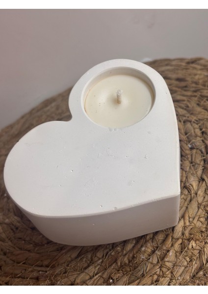 Kalp Şeklinde Beton Tealight Mumluk / Mum