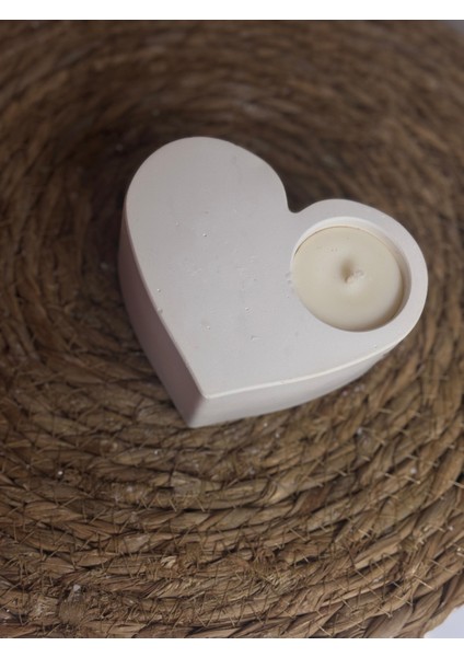 Kalp Şeklinde Beton Tealight Mumluk / Mum
