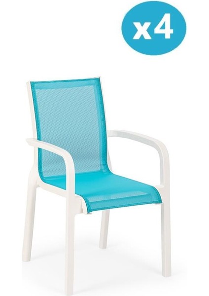 SY-2528 Plastik Fileli Bahçe Koltuk Sandalye 4'lü Set