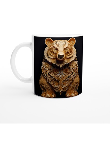 Dekoratif Ayı Figürlü Baskılı Kupa Bardak