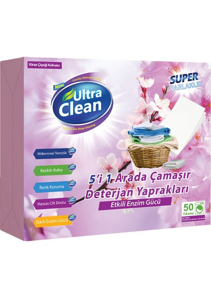 Çamaşır Deterjan Yaprakları - Kiraz Çiçeği Kokusu 50 Yıkama (Yaprak)