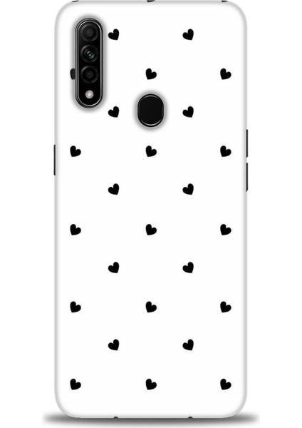 Oppo A31 Kılıf Hd Baskılı - Siyah Kalpler