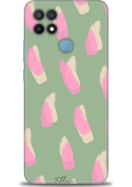 Oppo A15 Kılıf Hd Baskılı - Pembe Krem