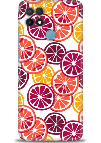 Oppo A15S Kılıf Hd Baskılı - Bordo Limon Dilimleri