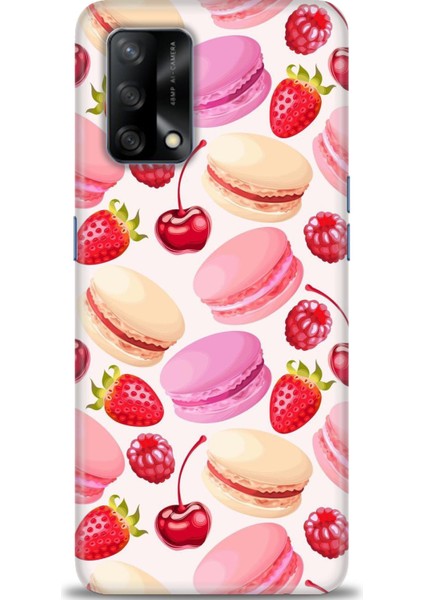 Oppo A74 Kılıf Hd Baskılı - Makaron ve Çilekler